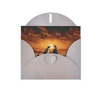 BROLEO Gray Greeting Card Penguin looking at the sky Prints Perfect for Valentine's Day, Wedding Anniversary & Party Invitations