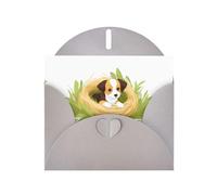BROLEO Gray Greeting Card Puppy in the grass nest Prints Perfect for Valentine's Day, Wedding Anniversary & Party Invitations