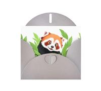 BROLEO Gray Greeting Card Red panda surrounded by bamboo leaves Prints Perfect for Valentine's Day, Wedding Anniversary & Party Invitations