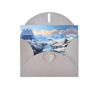BROLEO Gray Greeting Card Snowy Mountain Scenery Picture for Christmas, Children's Birthday, Valentine's Day, and Party Invitation
