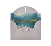 BROLEO Gray Greeting Card Swan in the light of the lake Prints Perfect for Valentine's Day, Wedding Anniversary & Party Invitations