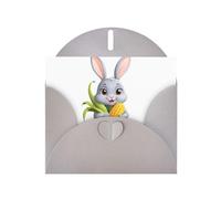 BROLEO Gray Greeting Card The grey rabbit with a full harvest Prints Perfect for Valentine's Day, Wedding Anniversary & Party Invitations