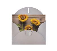 BROLEO Gray Greeting Card Three Sunflowers on Wooden Picture for Christmas, Children's Birthday, Valentine's Day, and Party Invitation
