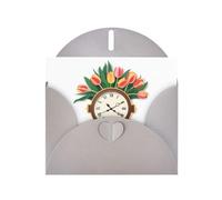 BROLEO Gray Greeting Card Tulips on the clock Prints Perfect for Valentine's Day, Wedding Anniversary & Party Invitations