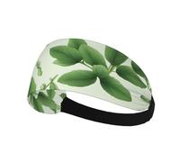BROLEO Green Flower Herb Sage Leaves and Branches Printing Sports Headband for Women Sweat Proof Bandeau Summer Elastic Band