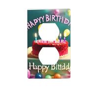 BROLEO Happy Birthday Beautiful Printing Double Socket Wall Panel Electrical Socket Cover Plate is Shatter Resistant and Durable 4.5x2.76in