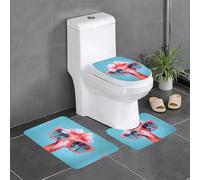 BROLEO Hello Glasses Flamingo Printing Three Piece Set of Bathroom Floor mats, Bathroom Shower mats, Anti Slip Quick Drying