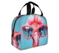 BROLEO Hello Glasses Flamingo Prints lunch bag Portable insulated Portable lunch bags lunch bags Suitable for work