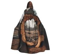 BROLEO Hole In Dead Tree Printing Halloween Adult Hooded Cape Men'S And Women'S Clothing Mantle Role-Playing