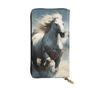 BROLEO Horses Running Wild in The River Picture Leather Long Clutch Wallet for Fashionable Girls and Women - Durable, Stylish, and Functional