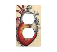 BROLEO Human Anatomy Heart Chart Printing Double Socket Wall Panel Decorative is Durable and Suitable for Socket Light Switch Accessories 4.5x2.76in