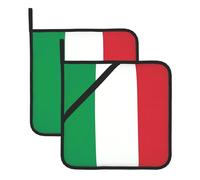 BROLEO italy flag printing Square pot mat two-piece set, insulated, thickened, waterproof, easy to clean