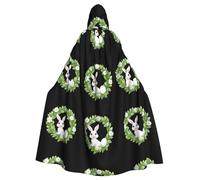 BROLEO Jasmine White Rabbit Printing Halloween Adult Hooded Cape Men'S And Women'S Clothing Mantle Role-Playing
