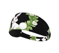 BROLEO Jasmine White Rabbit Printing Sports Headband for Women Sweat Proof Bandeau Summer Elastic Band