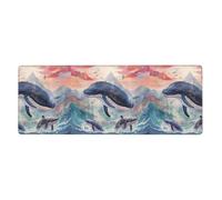 BROLEO Killer Whales In The Waves Printing Extra Large Mouse Pad, Computer Office Anti Slip Gaming Keyboard Thickened Version 12x31.5in