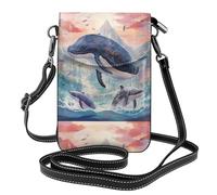 BROLEO Killer Whales In The Waves Printing Small Leather Women'S Crossbody Flip Phone Bag, Waterproof And Durable