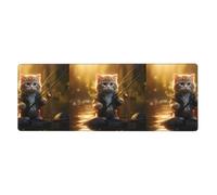 BROLEO Kitten Is Fishing Printing Extra Large Mouse Pad, Computer Office Anti Slip Gaming Keyboard Thickened Version 12x31.5in