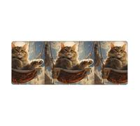 BROLEO Kitten On The Swing Printing Extra Large Mouse Pad, Computer Office Anti Slip Gaming Keyboard Thickened Version 12x31.5in