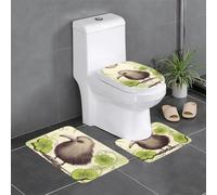 BROLEO Kiwi Bird Cute Printing Three Piece Set of Bathroom Floor mats, Bathroom Shower mats, Anti Slip Quick Drying