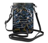 BROLEO labyrinth printing Ladies' mobile phone with leather foreskin, crossbody flip cover, small adjustable shoulder strap