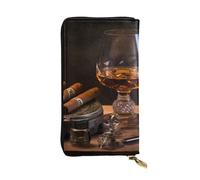 BROLEO Leather Wallet - Stylish and Durable Wallet for Women with Multiple Compartments and Zipper Design cigar and whiskey Picture, Black, One Size
