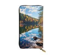 BROLEO Leather Wallet - Stylish and Durable Wallet for Women with Multiple Compartments and Zipper Design Forest Lakes of New Hampshire Picture, Black, One Size
