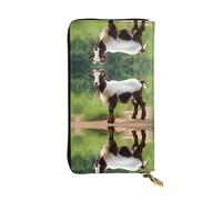 BROLEO Leather Wallet - Stylish and Durable Wallet for Women with Multiple Compartments and Zipper Design Boer Goat Picture, Black, One Size