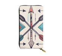 BROLEO Leather Wallet - Stylish and Durable Wallet for Women with Multiple Compartments and Zipper Design Colorful Hand Drawn Art with Boho Style Arrows Picture, Black, One Size