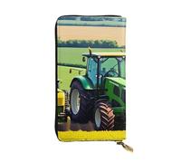 BROLEO Leather Wallet - Stylish and Durable Wallet for Women with Multiple Compartments and Zipper Design Farm Tractor Harvest Picture, Black, One Size