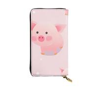 BROLEO Leather Wallet - Stylish and Durable Wallet for Women with Multiple Compartments and Zipper Design lovely pink pig Picture, Black, One Size