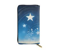 BROLEO Leather Wallet - Stylish and Durable Wallet for Women with Multiple Compartments and Zipper Design Blue starry sky Picture, Black, One Size