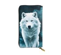 BROLEO Leather Wallet - Stylish and Durable Wallet for Women with Multiple Compartments and Zipper Design Wolf With Smoke Picture, Black, One Size