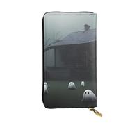 BROLEO Leather Wallet - Stylish and Durable Wallet for Women with Multiple Compartments and Zipper Design Horror haunted house Picture, Black, One Size