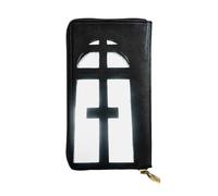 BROLEO Leather Wallet - Stylish and Durable Wallet for Women with Multiple Compartments and Zipper Design Church Cross Picture, Black, One Size