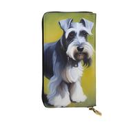 BROLEO Leather Wallet - Stylish and Durable Wallet for Women with Multiple Compartments and Zipper Design Well-behaved schnauzer Picture, Black, One Size