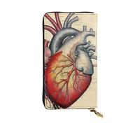 BROLEO Leather Wallet - Stylish and Durable Wallet for Women with Multiple Compartments and Zipper Design human anatomy heart chart Picture, Black, One Size