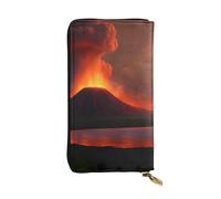 BROLEO Leather Wallet - Stylish and Durable Wallet for Women with Multiple Compartments and Zipper Design The erupting Kilauea volcano Picture, Black, One Size