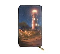 BROLEO Leather Wallet - Stylish and Durable Wallet for Women with Multiple Compartments and Zipper Design Starfish Lighthouse Beach Picture, Black, One Size
