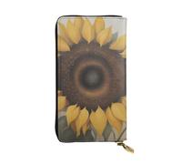 BROLEO Leather Wallet - Stylish and Durable Wallet for Women with Multiple Compartments and Zipper Design bee & Sunflowers Picture, Black, One Size