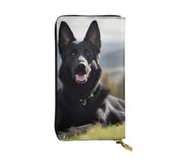 BROLEO Leather Wallet - Stylish and Durable Wallet for Women with Multiple Compartments and Zipper Design Black german shepherd dog Picture, Black, One Size