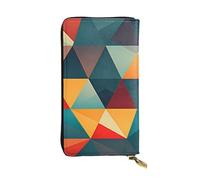 BROLEO Leather Wallet - Stylish and Durable Wallet for Women with Multiple Compartments and Zipper Design Abstract Geometric Pattern Picture, Black, One Size