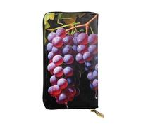BROLEO Leather Wallet - Stylish and Durable Wallet for Women with Multiple Compartments and Zipper Design Fresh Grapes Picture, Black, One Size