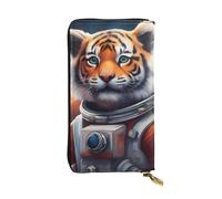 BROLEO Leather Wallet - Stylish and Durable Wallet for Women with Multiple Compartments and Zipper Design Little Tiger in Space Picture, Black, One Size