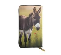 BROLEO Leather Wallet - Stylish and Durable Wallet for Women with Multiple Compartments and Zipper Design donkey and flower Picture, Black, One Size