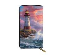 BROLEO Leather Wallet - Stylish and Durable Wallet for Women with Multiple Compartments and Zipper Design lighthouse diamond painting Picture, Black, One Size
