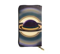 BROLEO Leather Wallet - Stylish and Durable Wallet for Women with Multiple Compartments and Zipper Design Beautiful Saturn Picture, Black, One Size
