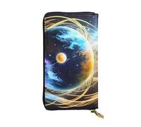 BROLEO Leather Wallet - Stylish and Durable Wallet for Women with Multiple Compartments and Zipper Design Celestial Star Picture, Black, One Size