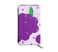 BROLEO Leather Wallet - Stylish and Durable Wallet for Women with Multiple Compartments and Zipper Design cartoon grapes Picture, Black, One Size