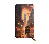 BROLEO Leather Wallet - Stylish and Durable Wallet for Women with Multiple Compartments and Zipper Design Philadelphia, Pennsylvania Picture, Black, One Size