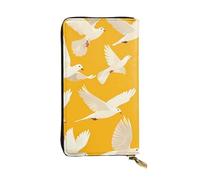 BROLEO Leather Wallet - Stylish and Durable Wallet for Women with Multiple Compartments and Zipper Design flying dove Picture, Black, One Size